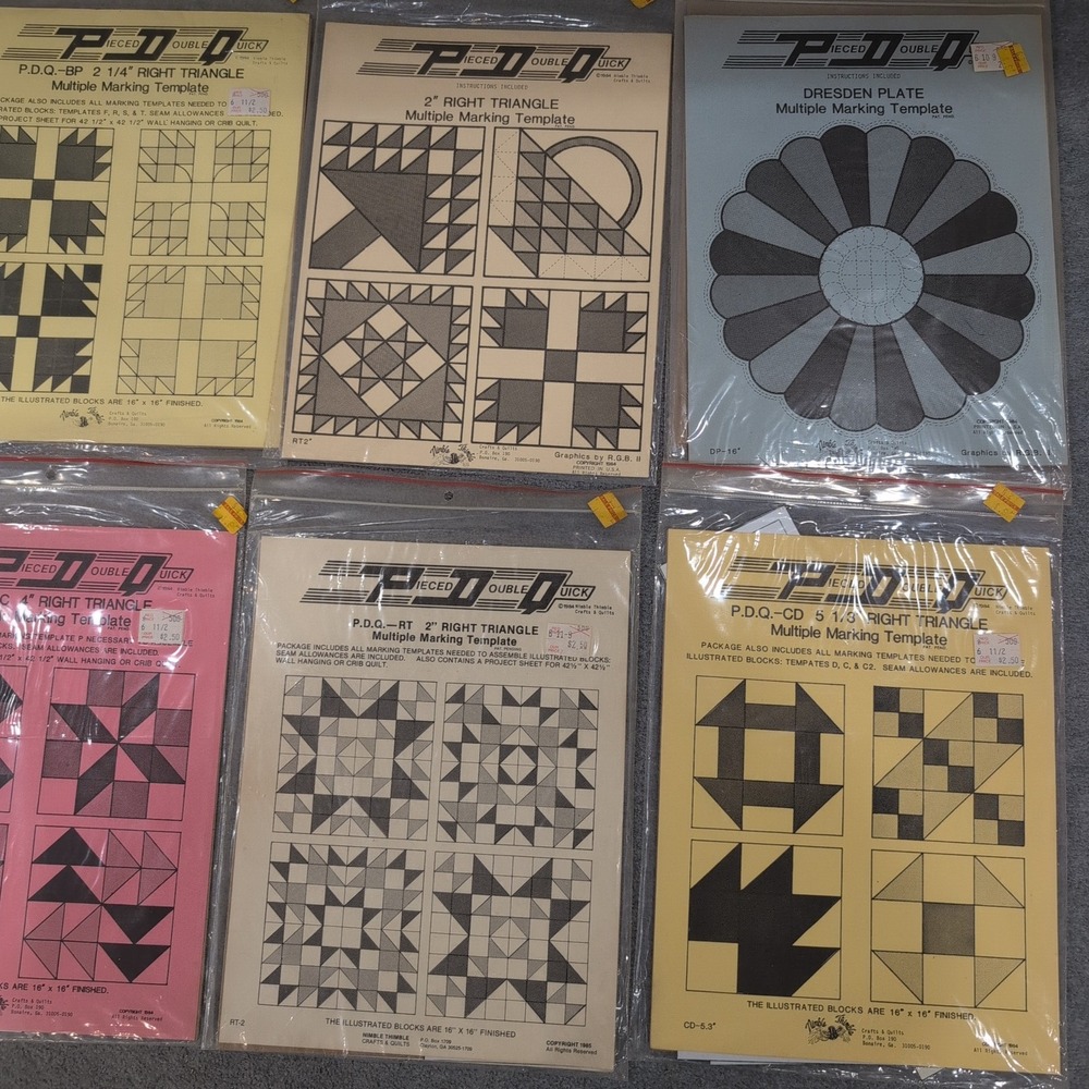 8pc Vintage PDQ Nimble Thimble Quilting Marking Templates Dresden Flower Garden‎ - Picture 3 of 3